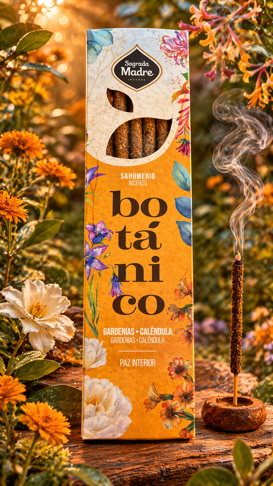 Sahumerio Botánico, Gardenias y Caléndula, Sagrada Madre