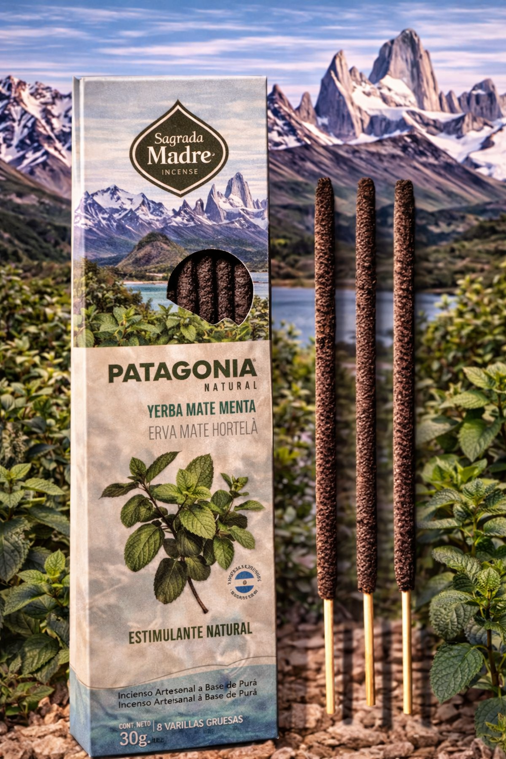 Sahumerio Patagonia Natural, Yerba Mate y Menta, Sagrada Madre
