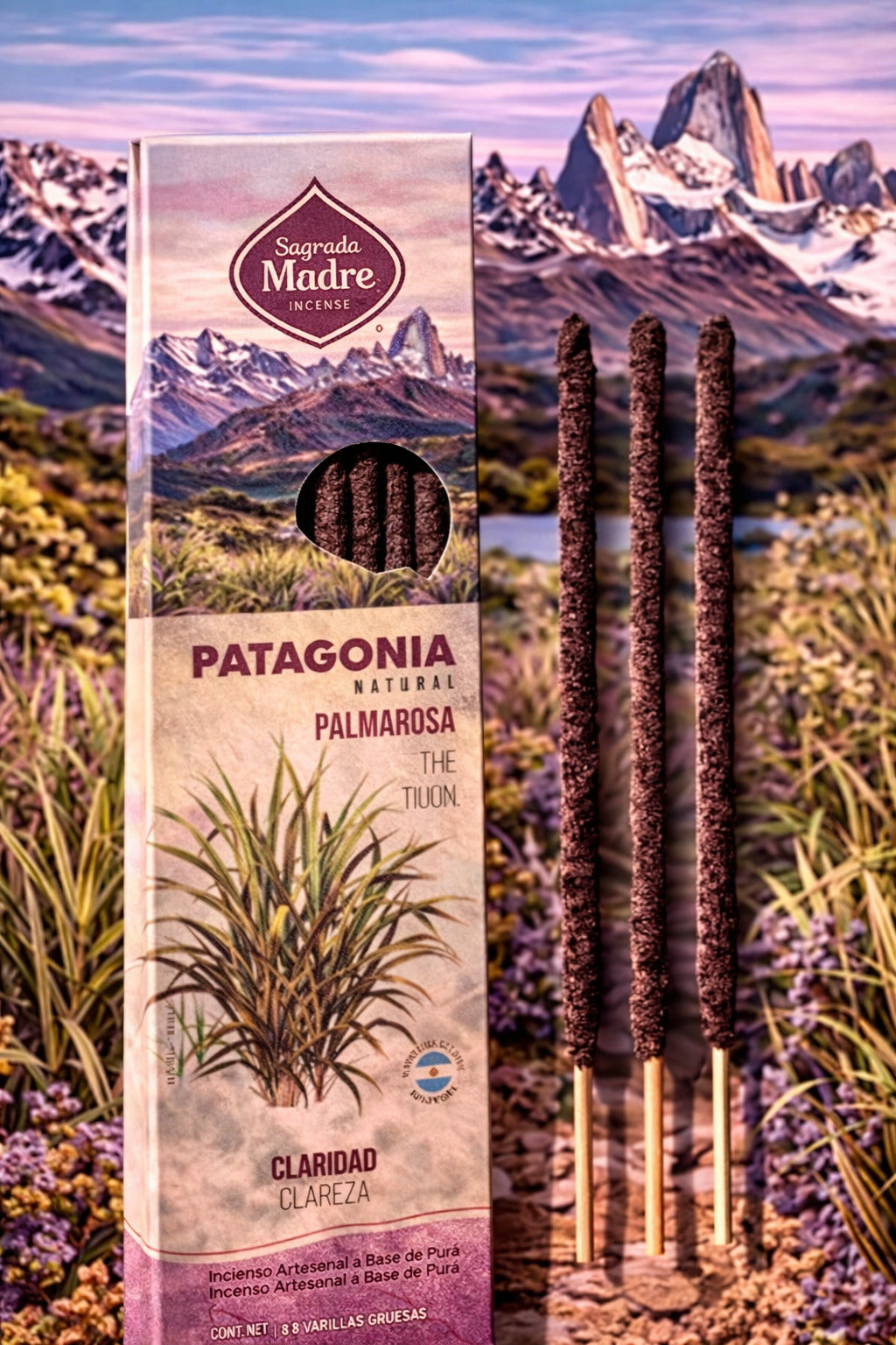 Sahumerio Patagonia Natural, Palmarosa, Sagrada Madre